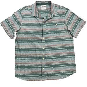 Mountain Khakis Shirt Men XL‎ Green AOP Print Button Up Short Sleeve Pocket